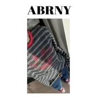 许小黑【入秋旋律】圆领字母撞色条纹休闲长袖上衣T恤衫11322