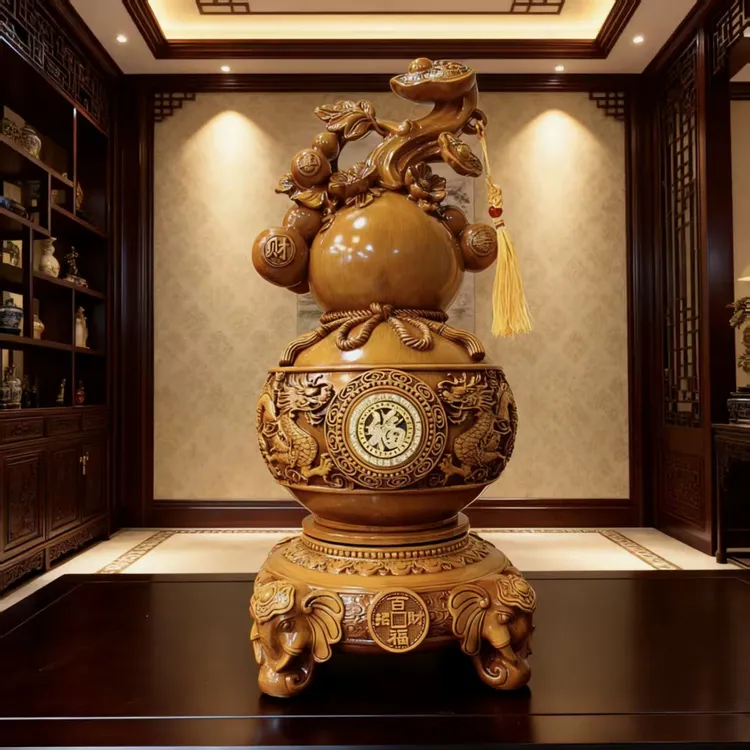 (百福招财) FM488新中式客厅玄关高档开业装饰摆件 约高40*长14cm