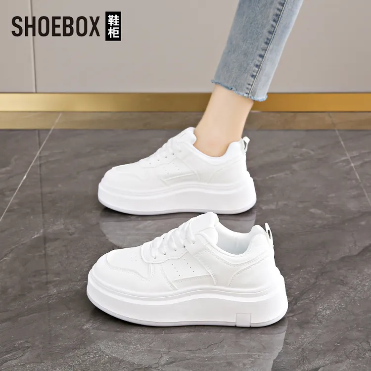 SHOEBOX鞋柜百搭休闲小白鞋女2025秋季新款软底运动鞋增高板鞋