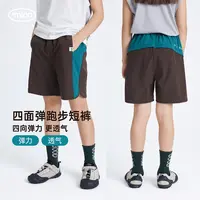 mipo SS24夏 儿童微弹快干拼色短裤男女童户外运动海边弧形五分裤