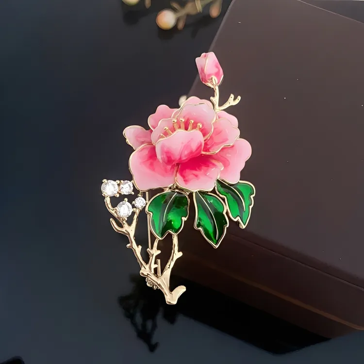 铜合金胸针 新中式【牡丹花】高档胸针饰品女奢华大气百搭提升气质商品图
