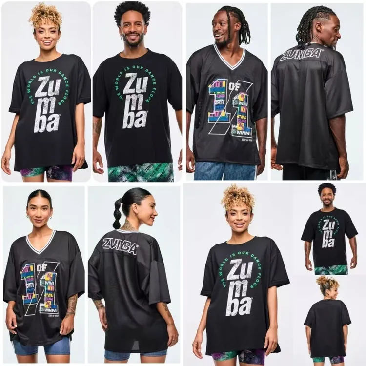 尊巴2025新款运动短袖黑色体恤男款女款现货ZUMBA上衣健身服装