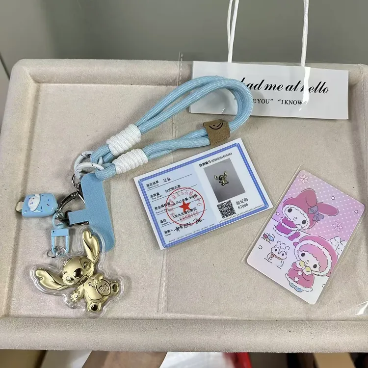 含金史迪仔手机包包钥匙扣情人节送朋友礼物