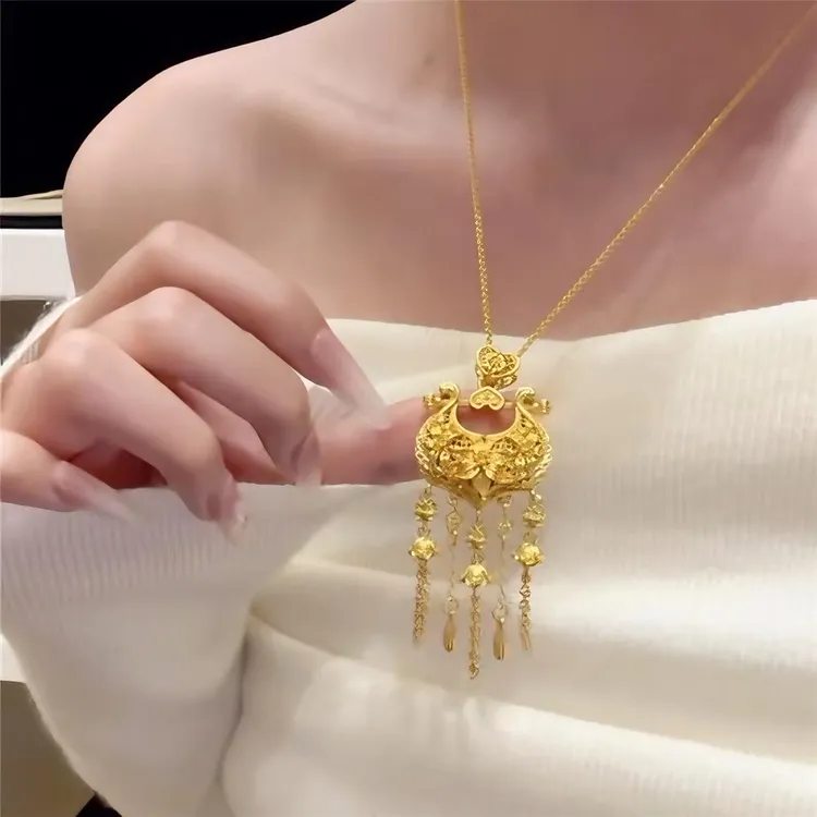 铜合金项链 铜合金 双面葫芦时尚百搭气质简约精美女轻奢坠链