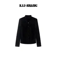 SJJ-SHANG【北海道】进口烧花3D立体丝绒法式木耳边衬衣q136064p
