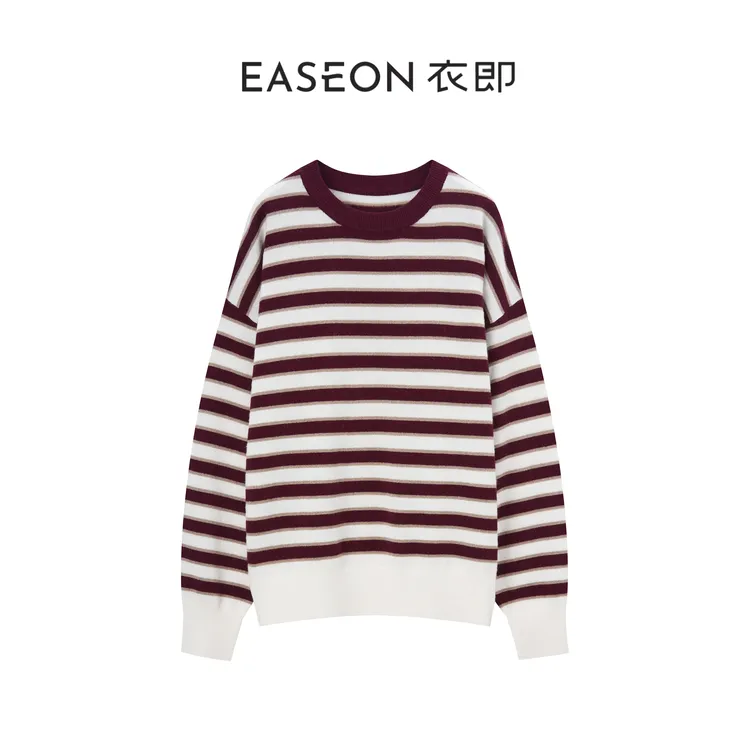 衣即「条纹漫语 」经典条纹针织衫秋冬复古风时尚上衣女YW5AMS5093