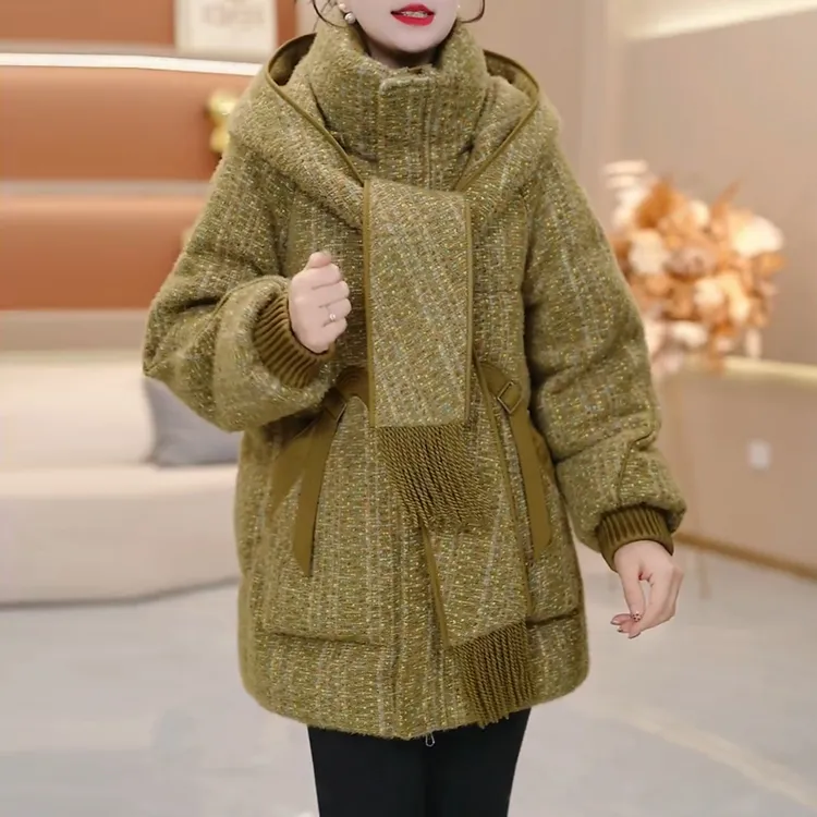 可拆卸连帽中长款羽绒服女2025冬季新款巨好看加厚保暖白鸭绒外套