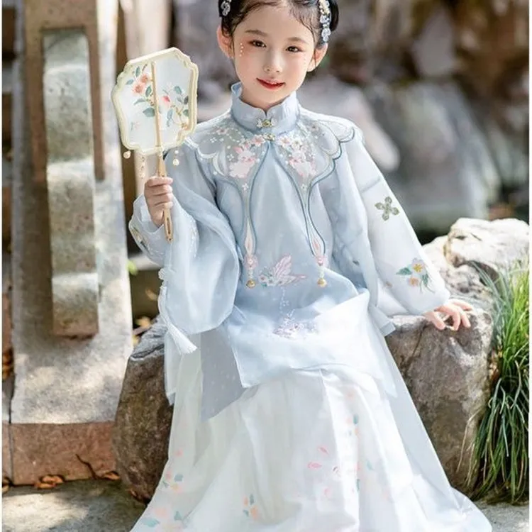 服女童春秋2025新款明制大袖衫秋款儿童古装女宝宝宋制长袖唐装