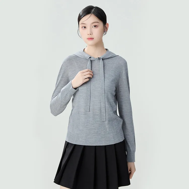 哥弟绵羊毛显瘦气质百搭休闲通勤套头长袖连帽针织卫衣女1399450
