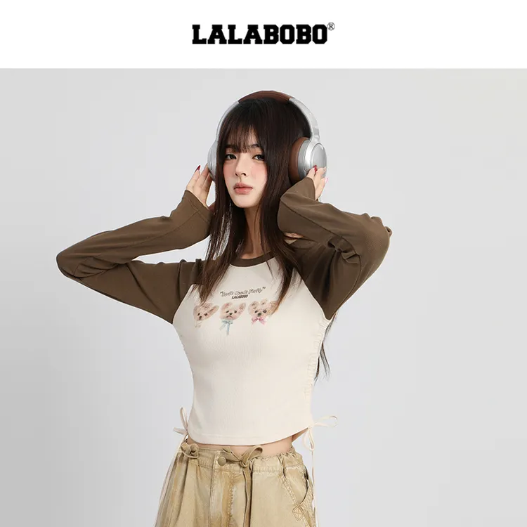 7514【金拐子】LALA 小狗撞色长袖T恤 RBEC-DT13