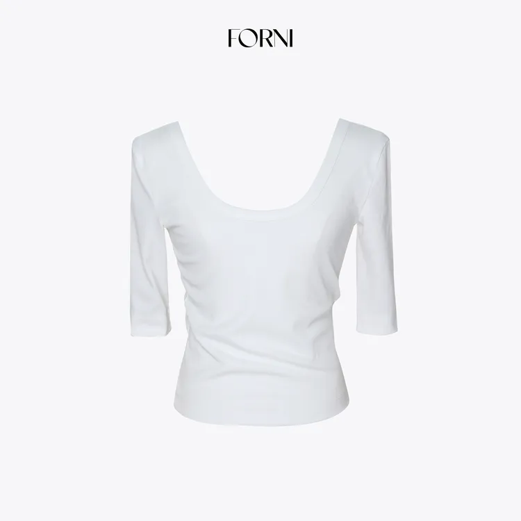 FORNI 权威tee 小奶皮天丝前后U领中袖打底T