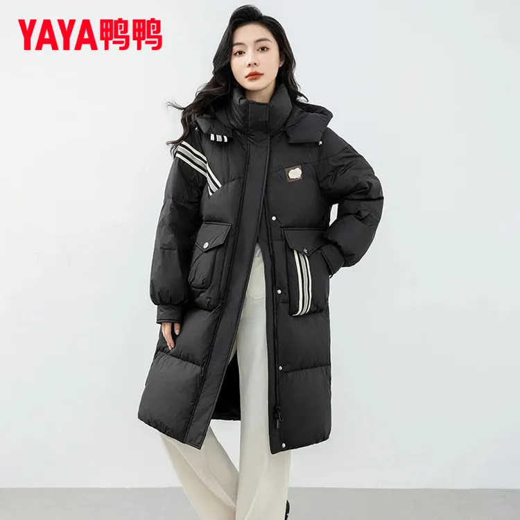 YAYA/鸭鸭长款羽绒服女冬季新款时尚宽松休闲鸭绒外套YE3B635585L
