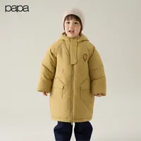 papa爬爬冬季儿童棉服外套加厚男女童中长款风衣棉袄保暖
