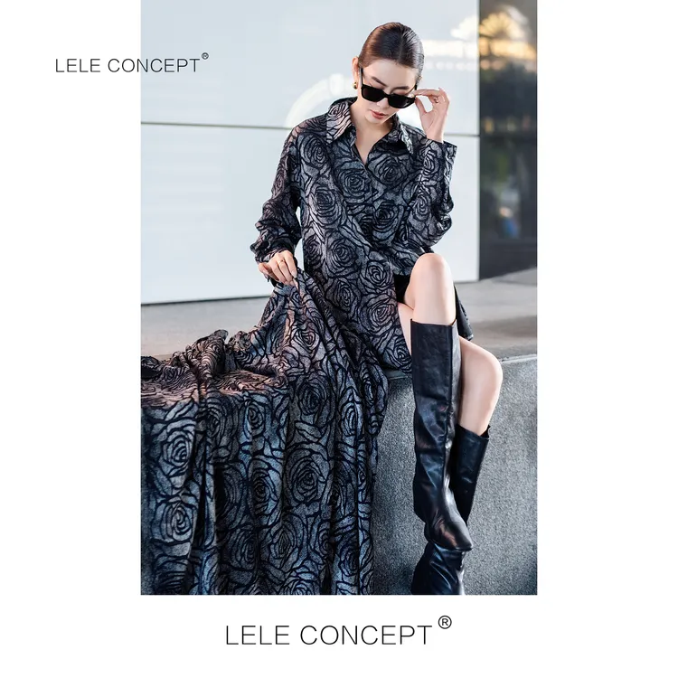 LELE CONCEPT丨「丽」【人间富贵花】气质款玫瑰围巾衬衫FC25D0204Y