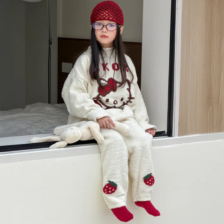 儿童加厚绒睡衣2025新款女孩秋冬超好看半边绒家居服女童爆款套装