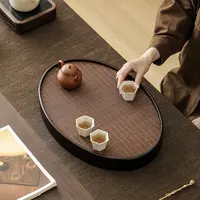 新款轻奢创意竹席面板储水式茶盘家用功夫茶具小茶台干泡台茶托盘