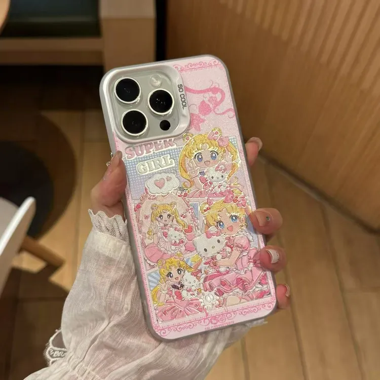 美少女战士可爱kitty联合适用于苹果华为vivo 小米防摔彩银手机壳