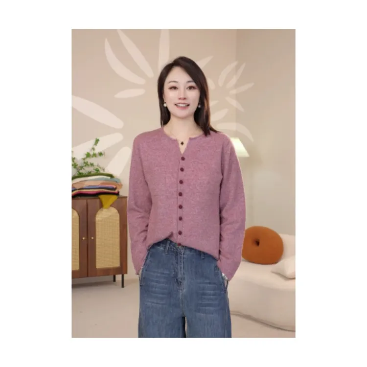 百搭针织2025秋冬新款单排扣长袖女士上衣25028