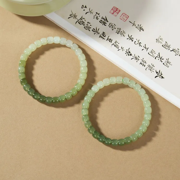 【云上叙】和田玉手串-多样性发其一-5.5*6.5mm-V70680-M(甄选)