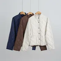 外贸品牌 立领菱形格90白鹅绒轻薄女士羽绒服（251929）2945
