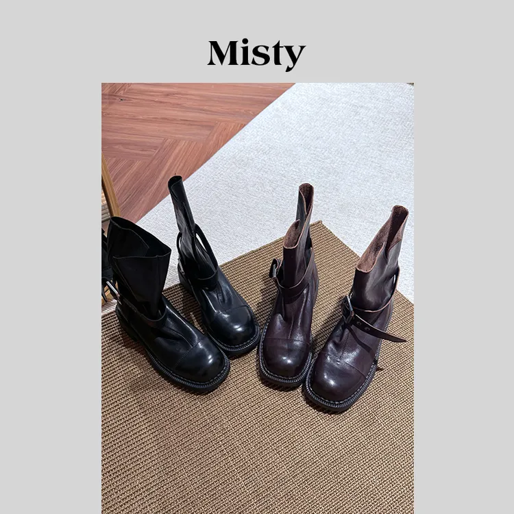 Misty雾屿女鞋|34-40|4cm|2025秋季爆款百搭重工水洗时装短靴