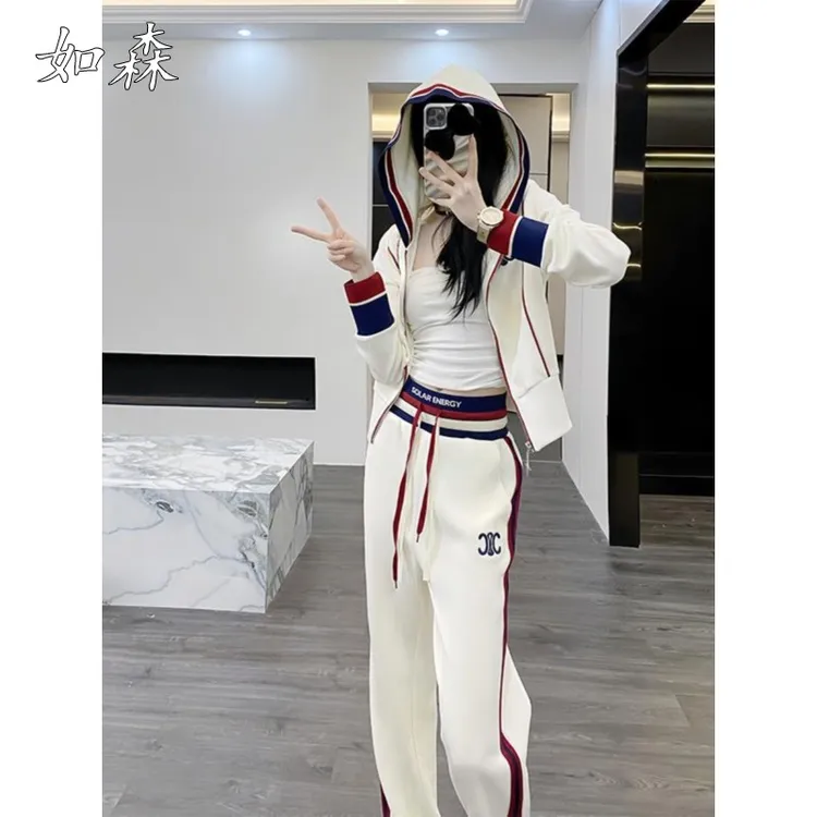 秋冬阔腿长裤子套装女两件套2025新款洋气减龄显瘦入秋一整套穿搭