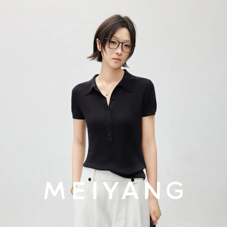 A美洋MEIYANG 黑曜石针织polo衫 【老钱风】凉感抗菌抗静电-周一