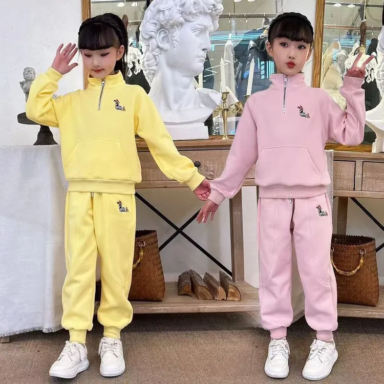 女孩网红炸街套装春秋2025新款大童韩版洋气卫衣春装女童运动衣服