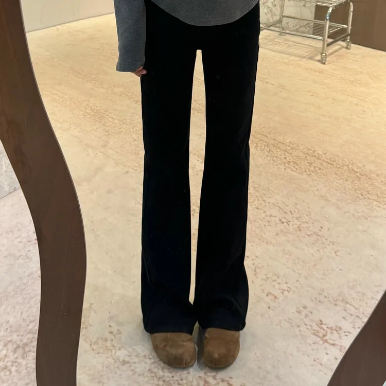 宿慕SUMU加绒显瘦牛仔裤2025新款秋冬高腰筒喇裤子女裤长裤32987