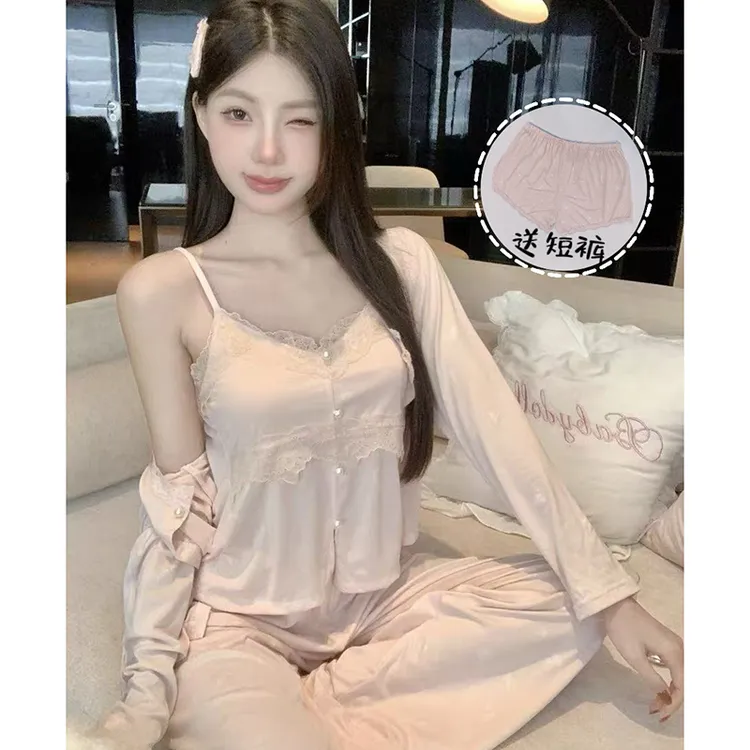 新款四季浅紫蝴蝶压花吊带带杯垫可外穿睡衣女款爆款2025新款1859
