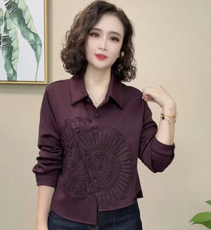 2025秋季新款时尚显瘦气质洋气百搭拼接打底上衣衬衣#547927