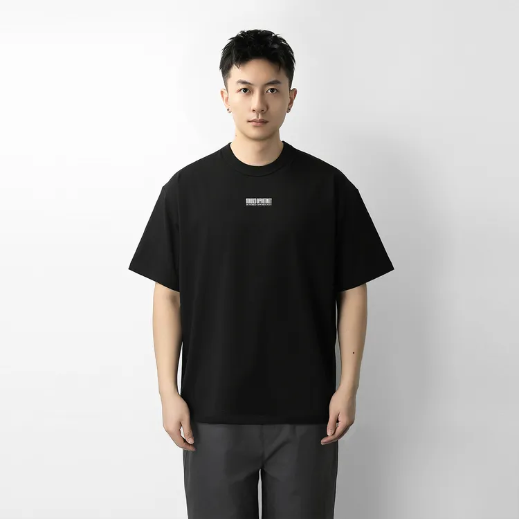 百机小领口t恤男条形码印花短袖女落肩原创设计打底衫宽松休闲夏