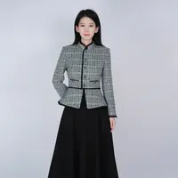 浒城古娘中式羊毛百搭时尚小香风上衣减龄女士初朴外套HCSS050999