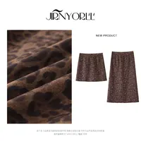 （现现款）花菜微胖定制~【又A又飒】百搭松紧高腰时尚豹纹A字半裙