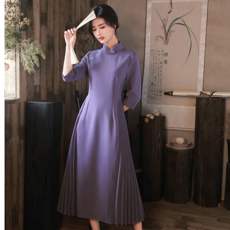【心懂旗袍—若妍】早春重工绣花百褶A版复古国风旗袍衣长120