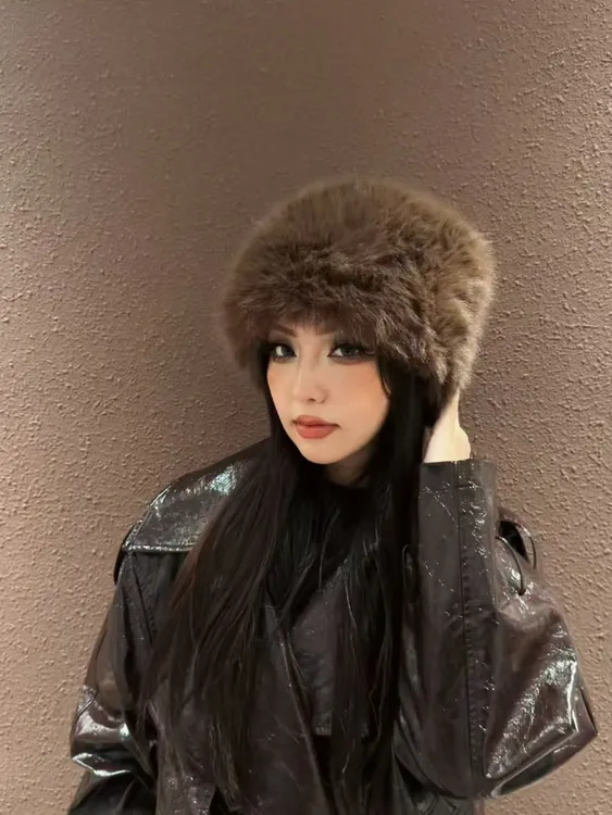 新疆包邮秋冬新款大头毛绒帽子保暖显脸蒙古兔毛仿皮渔夫帽加厚