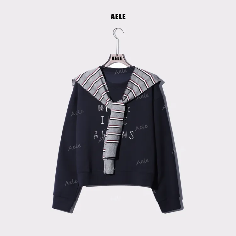 AELE圆领刺绣英文休闲百搭卫衣+披肩 V853 2811 AD