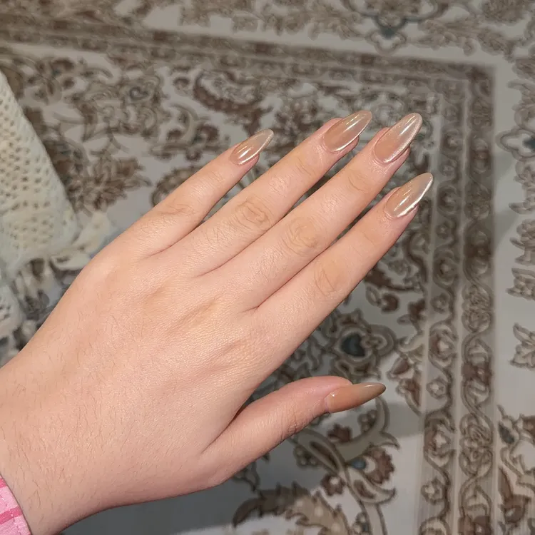裸色猫眼短款穿戴甲高级显白日常百搭美甲贴片