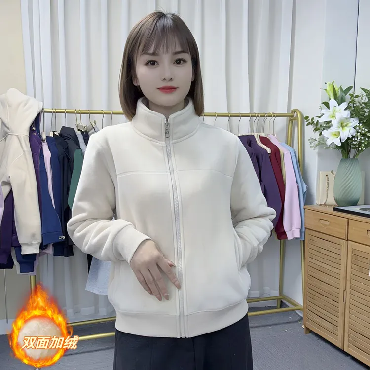 【8801立领-双面绒加绒加厚】冬款保暖运动休闲百搭短款拉链外套女