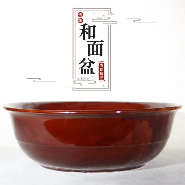 和面盆陶瓷大号家用揉面醒面加厚老式晒酱洗菜和面厨房复古瓦盆