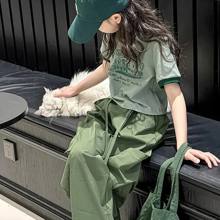 FAVMARTHA女童夏装套装2025新款大童小女孩夏天薄儿童夏季工装长
