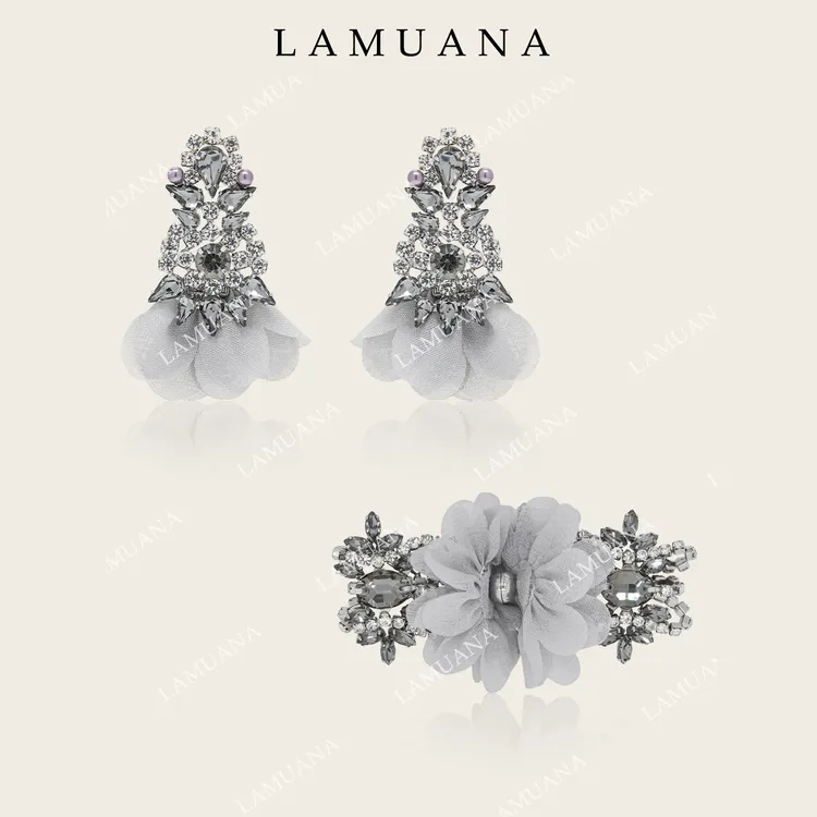 合金耳饰 LAMUANA晚宴蕾丝腕花系列复古小众设计感耳钉手链