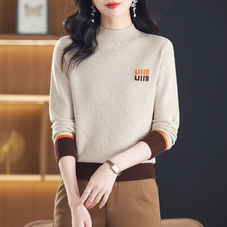 秋冬长袖女士毛衣女款爆款2025新款时尚洋气百搭女装半高领羊毛衫