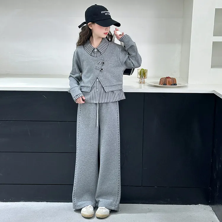 女童秋冬加绒加厚韩版两件套2025新款中大童洋气时髦套装深秋衣服