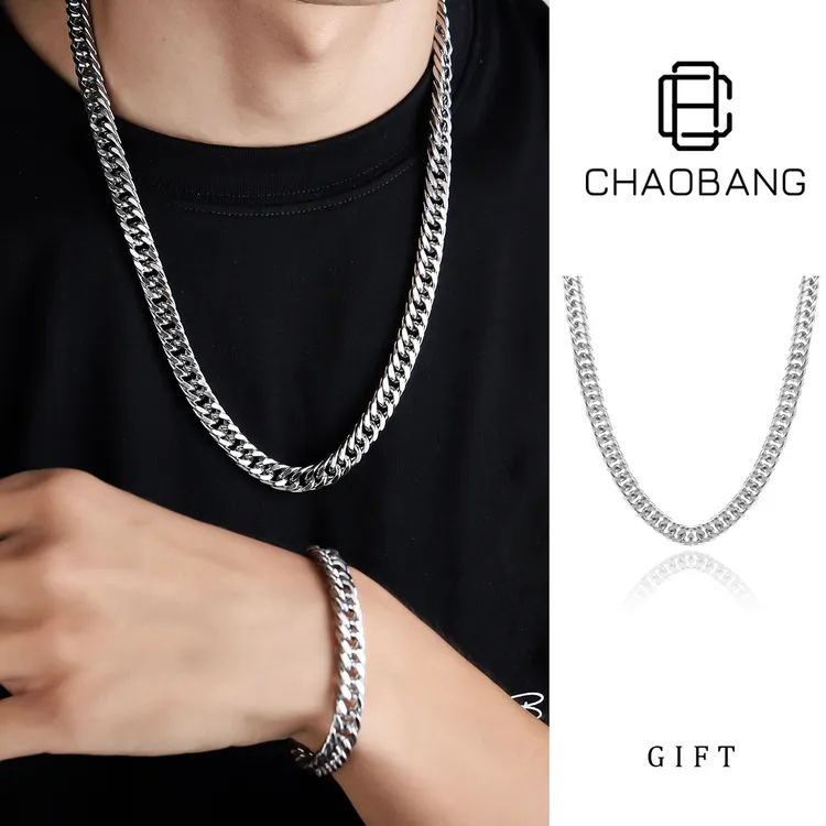 钛钢项链 欧美加密钛钢项链钛钢手链男不掉色霸气时尚厂家男士ins