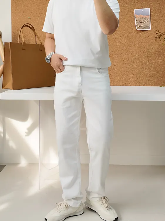 M167品质款莱赛尔直筒微弹秋冬男士软牛仔裤白牛双染修身休闲