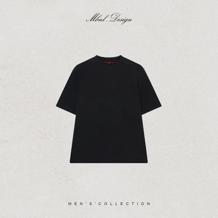 MBNL-F「强捻纹理T·黑」秦磊男装黑纱线做轻擦毛短袖LL-WSY1131