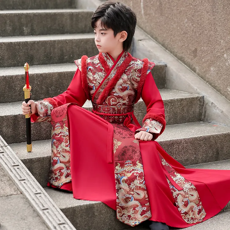 汉服男童公子冬季新款唐装高端儿童古装中国风武侠男孩帅气演出服