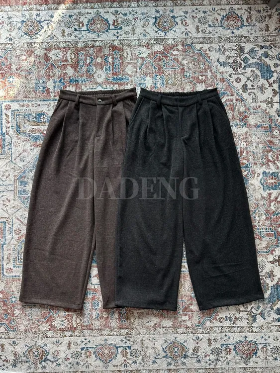 大邓 500克重磅醋酸羊毛西裤直筒阔版慵懒休闲裤百搭长裤男女同款
