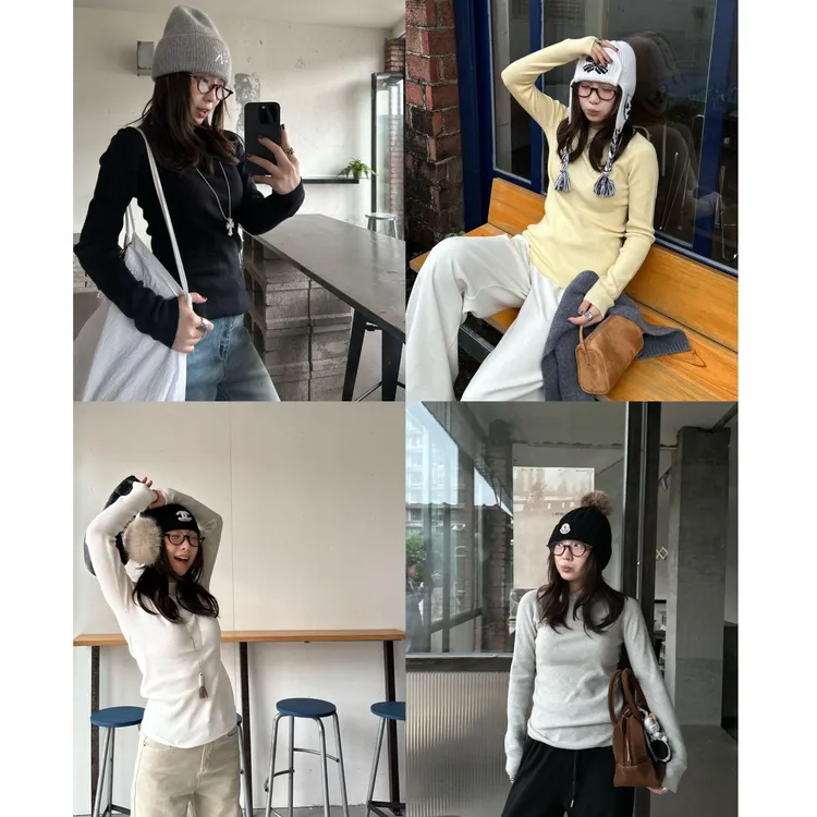 Our2【四色无缝打底T】秋冬长袖百搭针织打底T【1209】